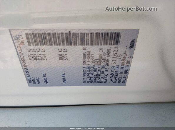 1N4AA6CV0PC511623 2023 NISSAN MAXIMA White Շարժիչի բաժամունքի տեսք
