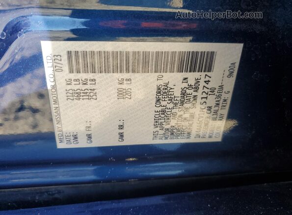 1N4AA6CV1PC512747 2023 NISSAN MAXIMA Синий Вид подкапотного пространства