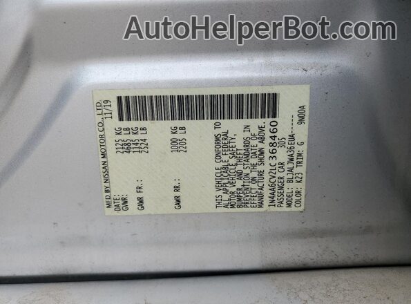 1N4AA6CV2LC368460 2020 NISSAN MAXIMA Silver Շարժիչի բաժամունքի տեսք