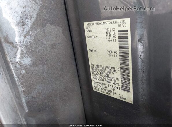 1N4AA6CV2LC373741 2020 NISSAN MAXIMA Серый Вид подкапотного пространства