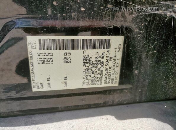 1N4AA6CV2MC504314 2021 NISSAN MAXIMA Black Vista de la etiqueta del VIN