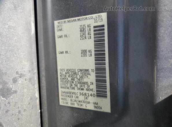 1N4AA6EVXLC368140 2020 NISSAN MAXIMA SR Gray Вид підкапотного простору