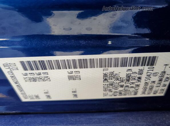 1N4AA6FVXPC504710 2023 NISSAN MAXIMA PLATINUM Blue VIN კოდის სტიკერის ხედი