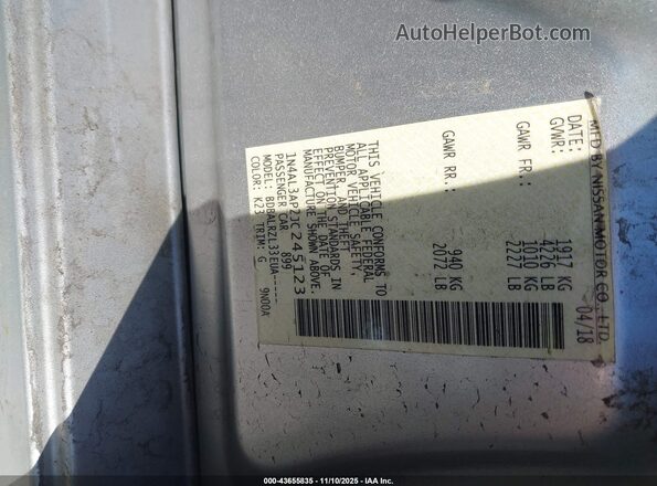 1N4AL3AP2JC245123 2018 NISSAN ALTIMA Silver ძრავის განყოფილების ხედი