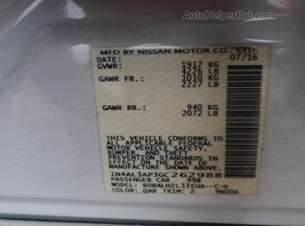 1N4AL3AP3GC262988 2016 NISSAN ALTIMA White Widok komory silnika
