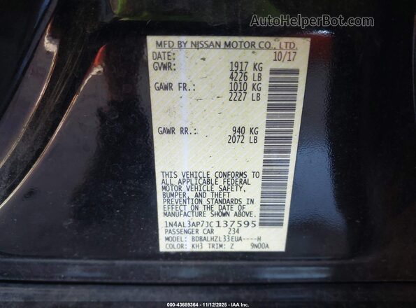 1N4AL3AP7JC137595 2018 NISSAN ALTIMA Black Շարժիչի բաժամունքի տեսք