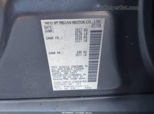 1N4AL3APXJC290696 2018 NISSAN ALTIMA Gray 