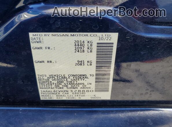 1N4AL4CVXPN328880 2023 NISSAN ALTIMA Blue 