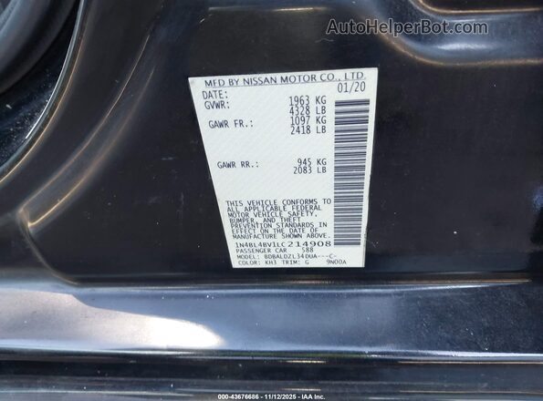 1N4BL4BV1LC214908 2020 NISSAN ALTIMA Черный Вид подкапотного пространства