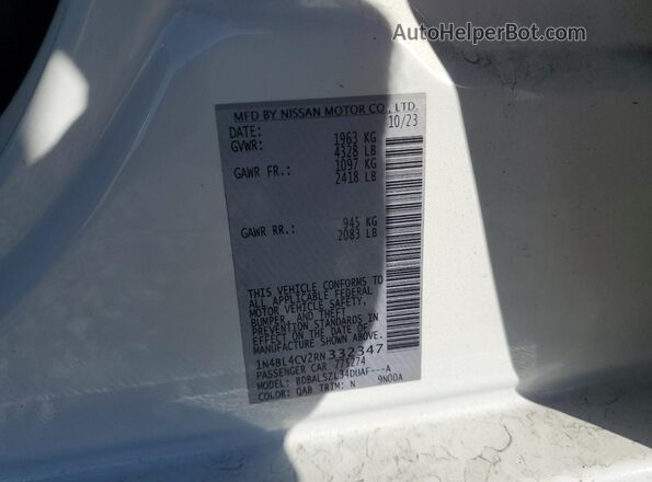 1N4BL4CV2RN332347 2024 NISSAN ALTIMA White Engine compartment view