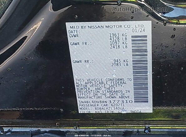 1N4BL4DV8RN377310 2024 NISSAN ALTIMA Черный Вид подкапотного пространства