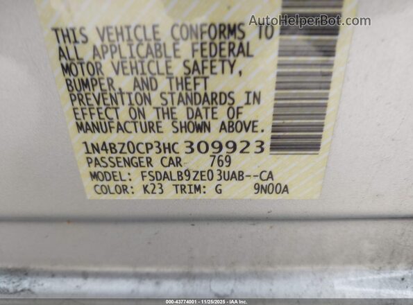 1N4BZ0CP3HC309923 2017 NISSAN LEAF Silver Вид підкапотного простору
