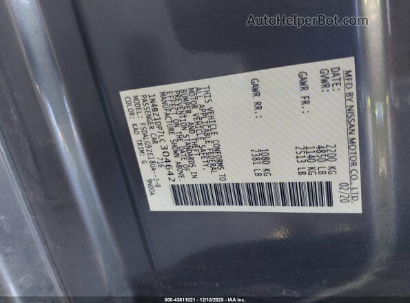 1N4BZ1DP7LC304642 2020 NISSAN LEAF Серый Вид подкапотного пространства