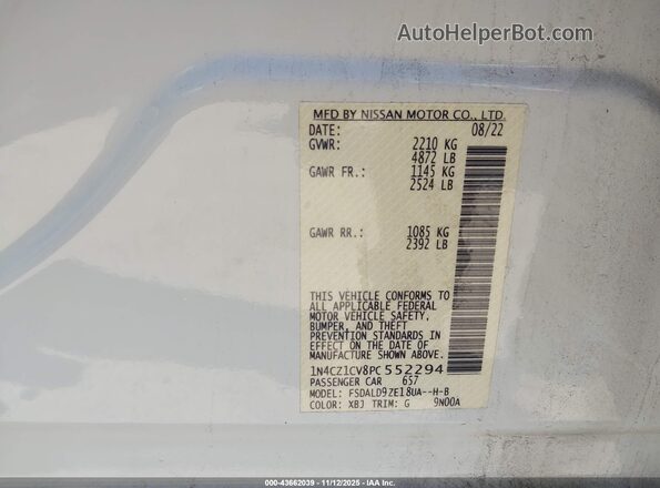 1N4CZ1CV8PC552294 2023 NISSAN LEAF White Widok komory silnika