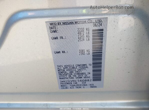 1N4CZ1CV9SC560882 2025 NISSAN LEAF Silver 