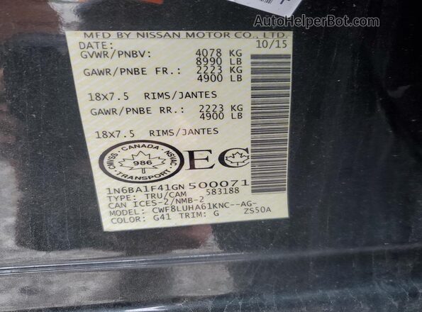 1N6BA1F41GN500071 2016 NISSAN TITAN Black 