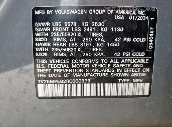 1V25MPE82RC000979 2024 VOLKSWAGEN ID.4 Серый 
