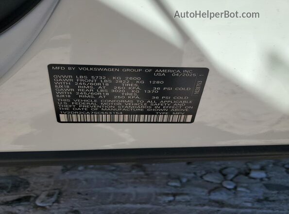 1V2DR2CA7SC553154 2025 VOLKSWAGEN ATLAS White Панорамний вид салону 360°