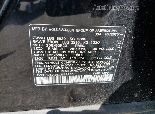 1V2HR2CA8SC548983 2025 VOLKSWAGEN ATLAS Black 