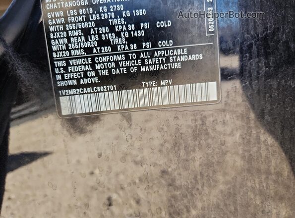 1V2MR2CA6LC502701 2020 VOLKSWAGEN ATLAS Black Вид підкапотного простору