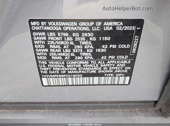 1V2VMPE88PC019033 2023 VOLKSWAGEN ID.4 Silver Вид підкапотного простору
