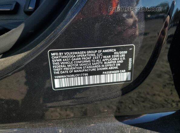 1VWWA7A36LC017796 2020 VOLKSWAGEN PASSAT Black Engine compartment view