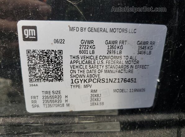 1GYKPCRS1NZ176451 2022 CADILLAC OTHER Black 360 interior view