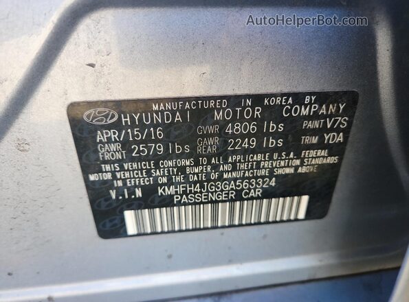 KMHFH4JG3GA563324 2016 HYUNDAI AZERA Silver 