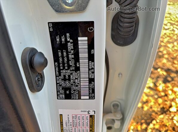 JTENU5JR9N6034636 2022 TOYOTA 4RUNNER White Widok wnętrza z tyłu