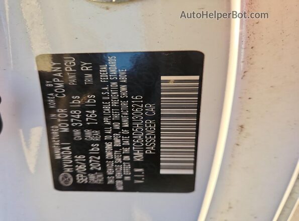 KMHTC6AD5HU306216 2017 HYUNDAI VELOSTER White 