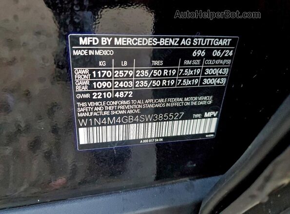 W1N4M4GB4SW385527 2025 MERCEDES-BENZ GLB-CLASS Black Vista interior de 360 grados