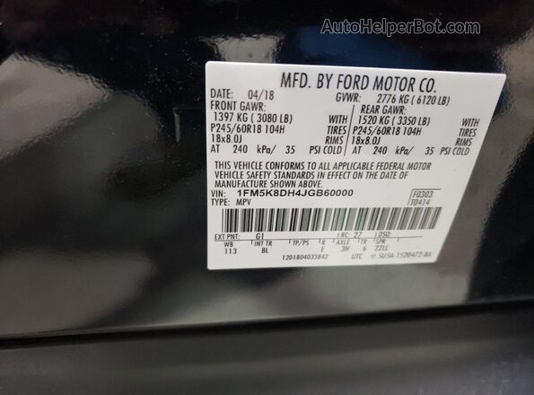 1FM5K8DH4JGB60000 2018 FORD FORD EXPLORER Black 