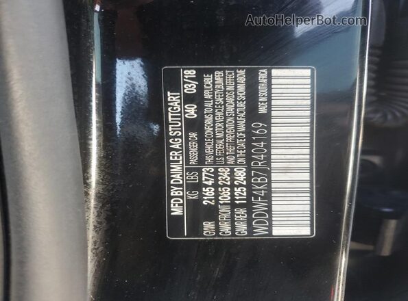 WDDWF4KB7JR404169 2018 MERCEDES-BENZ C-CLASS Black 