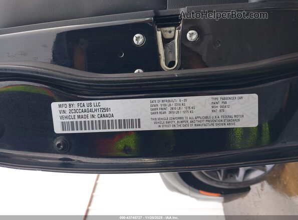 2C3CCAAG4LH172591 2020 CHRYSLER 300 Black Vista del compartimento del motor