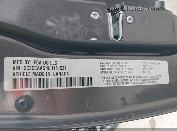 2C3CCAAG4LH181534 2020 CHRYSLER 300 Gray ძრავის განყოფილების ხედი