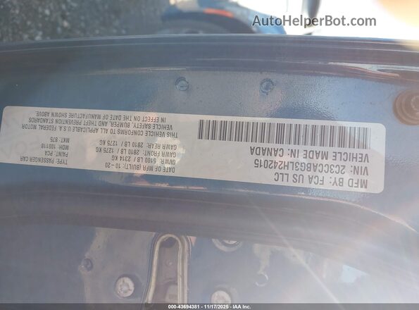 2C3CCABG3LH242015 2020 CHRYSLER 300 Blue Вид підкапотного простору