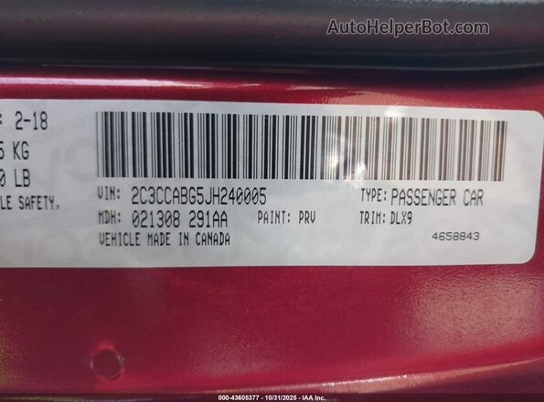 2C3CCABG5JH240005 2018 CHRYSLER 300 Red 