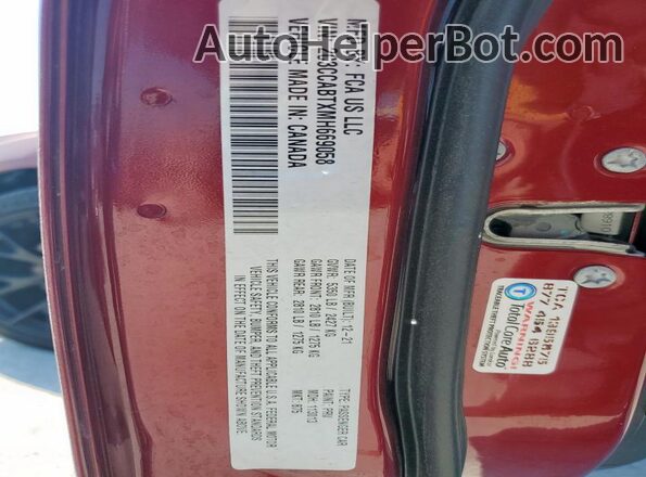 2C3CCABTXMH669058 2021 CHRYSLER 300 Темно-бордовый Вид наклейки с VIN-кодом