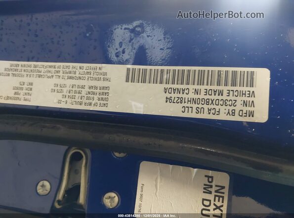 2C3CDXBG0NH182794 2022 DODGE CHARGER Blue ძრავის განყოფილების ხედი