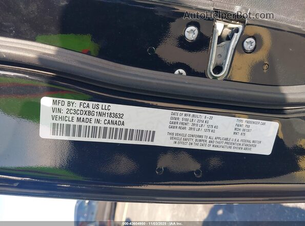 2C3CDXBG1NH183632 2022 DODGE CHARGER Black Vista del compartimento del motor