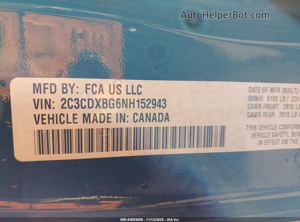 2C3CDXBG6NH152943 2022 DODGE CHARGER Черный Вид подкапотного пространства