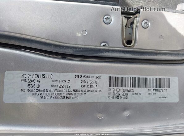 2C3CDXCT1GH339621 2016 DODGE CHARGER Silver ძრავის განყოფილების ხედი