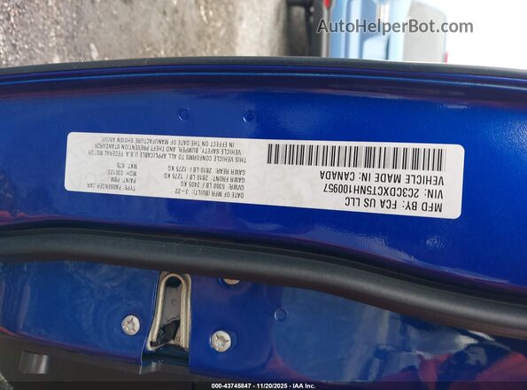 2C3CDXCT5NH100957 2022 DODGE CHARGER Blue Շարժիչի բաժամունքի տեսք