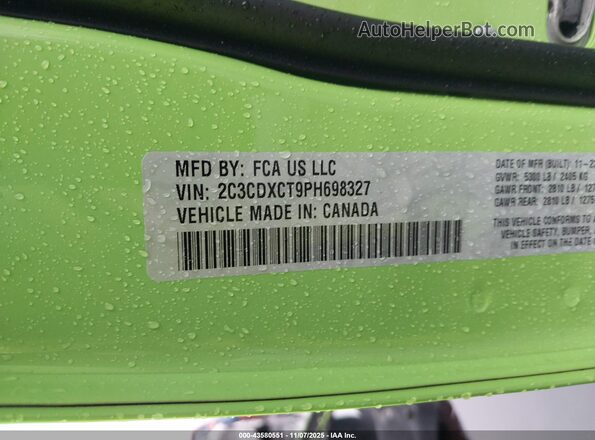 2C3CDXCT9PH698327 2023 DODGE CHARGER Green ძრავის განყოფილების ხედი