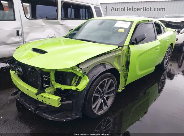 2C3CDXCT9PH698327 2023 DODGE CHARGER Green წინა მარცხენა ხედი სამი მეოთხედიდან