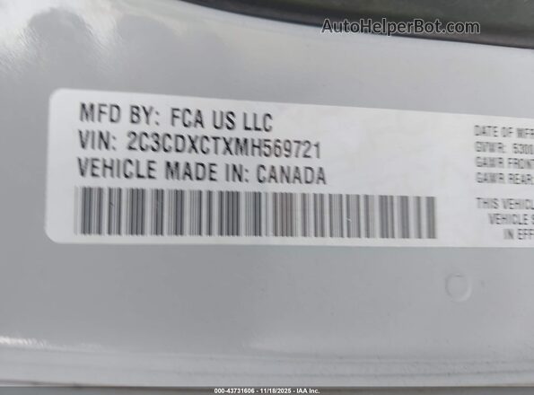 2C3CDXCTXMH569721 2021 DODGE CHARGER Silver Вид підкапотного простору