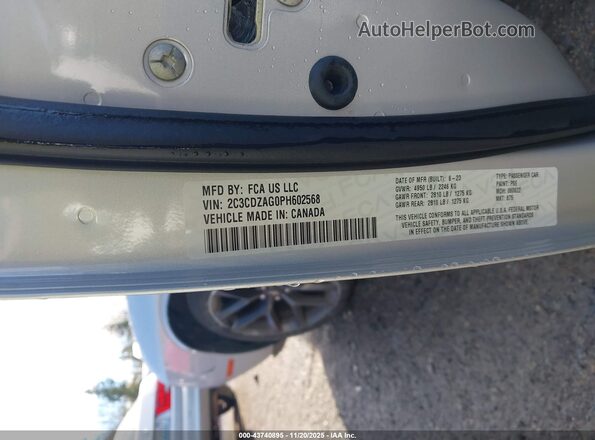 2C3CDZAG0PH602568 2023 DODGE CHALLENGER Gray Вид підкапотного простору