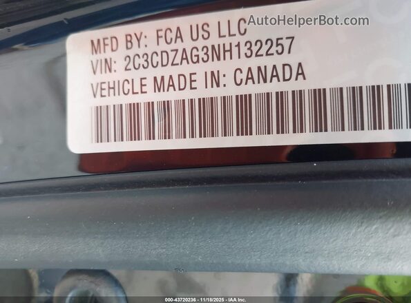 2C3CDZAG3NH132257 2022 DODGE CHALLENGER Black Вид підкапотного простору