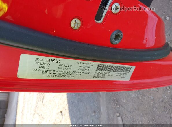 2C3CDZAG7KH596163 2019 DODGE CHALLENGER Red Widok komory silnika