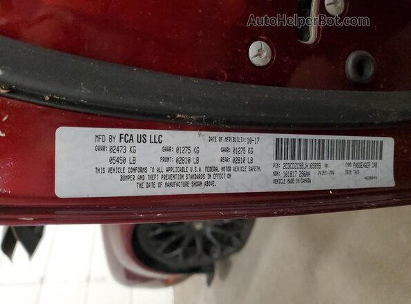 2C3CDZC99JH165899 2018 DODGE CHALLENGER Red 